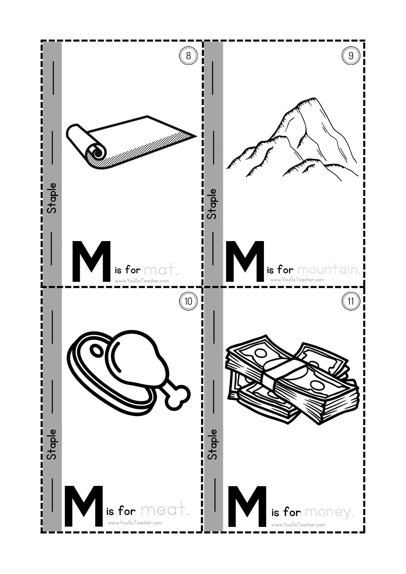 Phonics Worksheets: Trace Letter ‘M’ Booklet