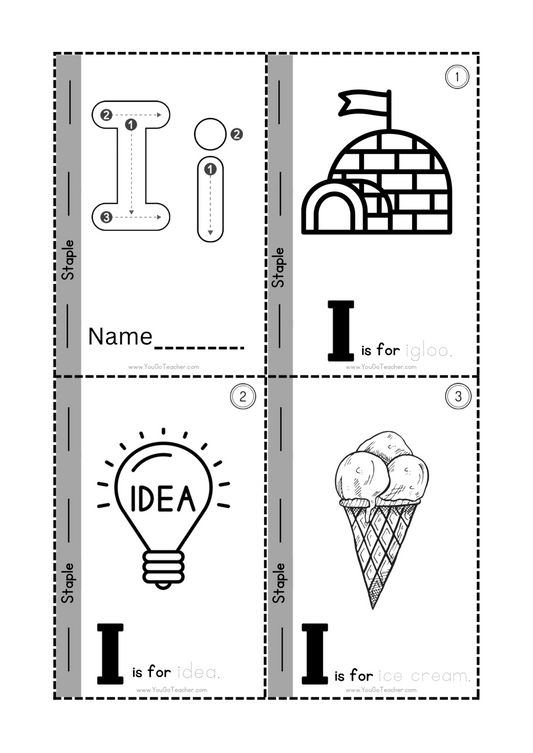 Phonics Worksheets: Trace Letter ‘I’ Booklet