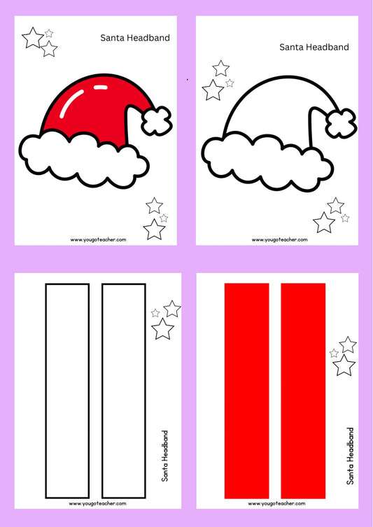 Seasonal Worksheets: Christmas: Santa Headband Template