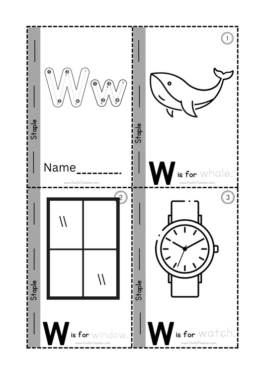 Phonics Worksheets Trace Letter ‘W’ Booklet