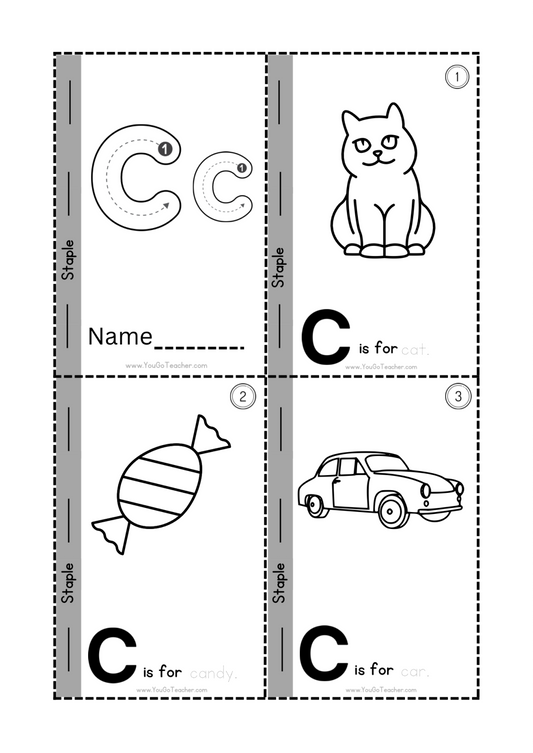 Phonics Worksheets: Trace Letter ‘C’ Booklet
