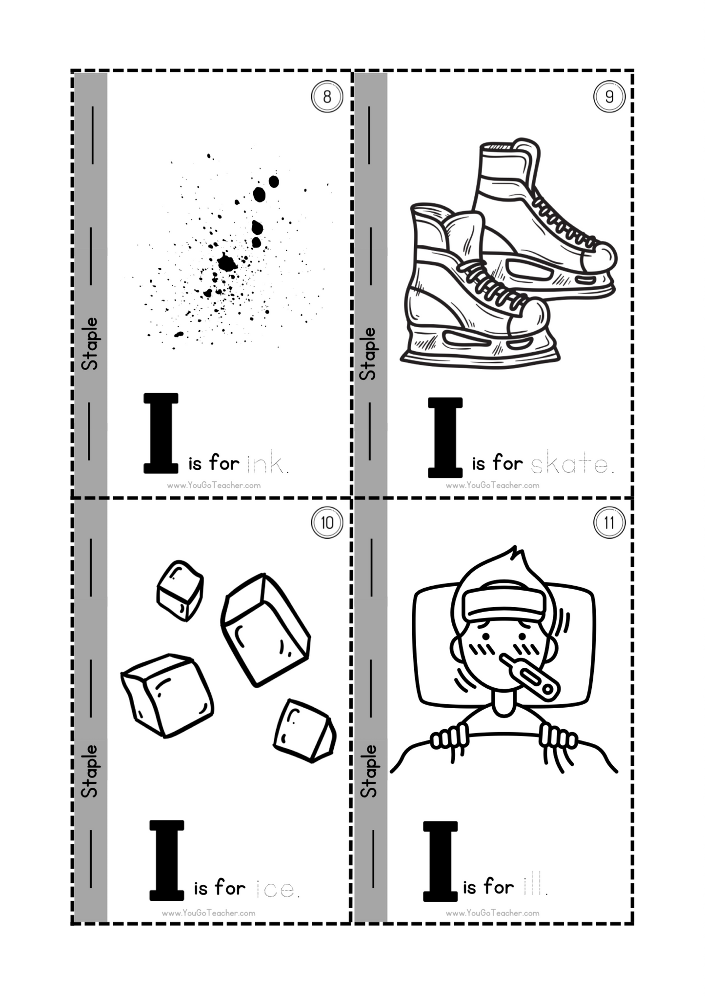 Phonics Worksheets: Trace Letter ‘I’ Booklet