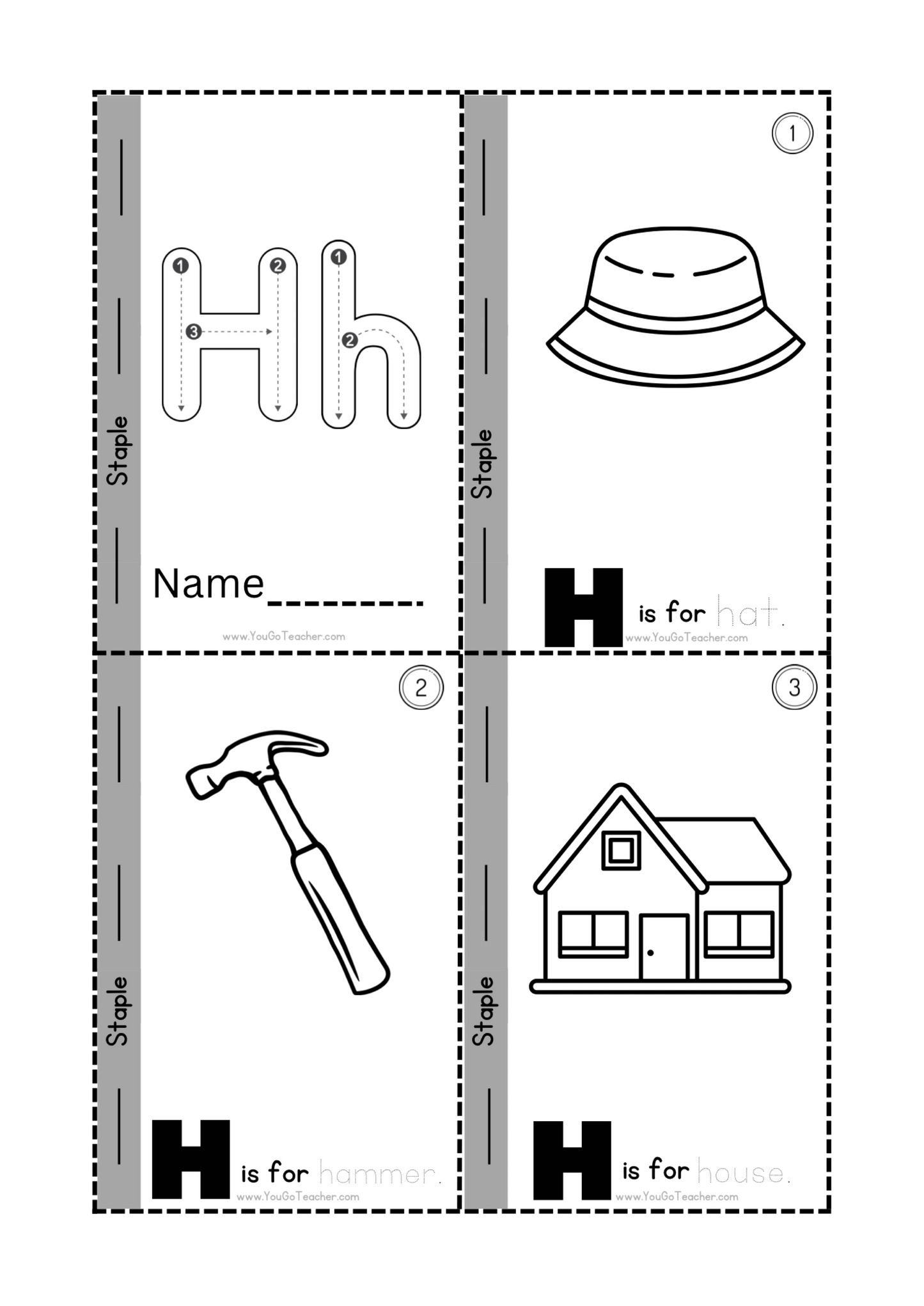 Phonics Worksheets: Trace Letter ‘H’ Booklet
