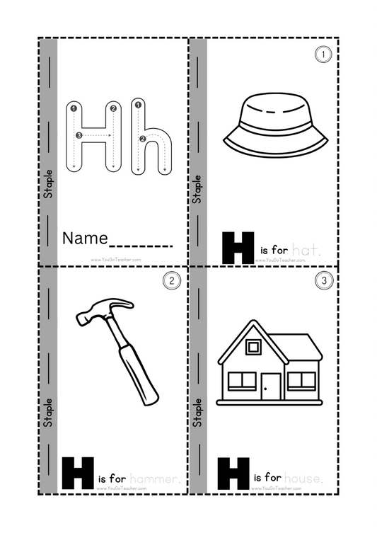 Phonics Worksheets: Trace Letter ‘H’ Booklet