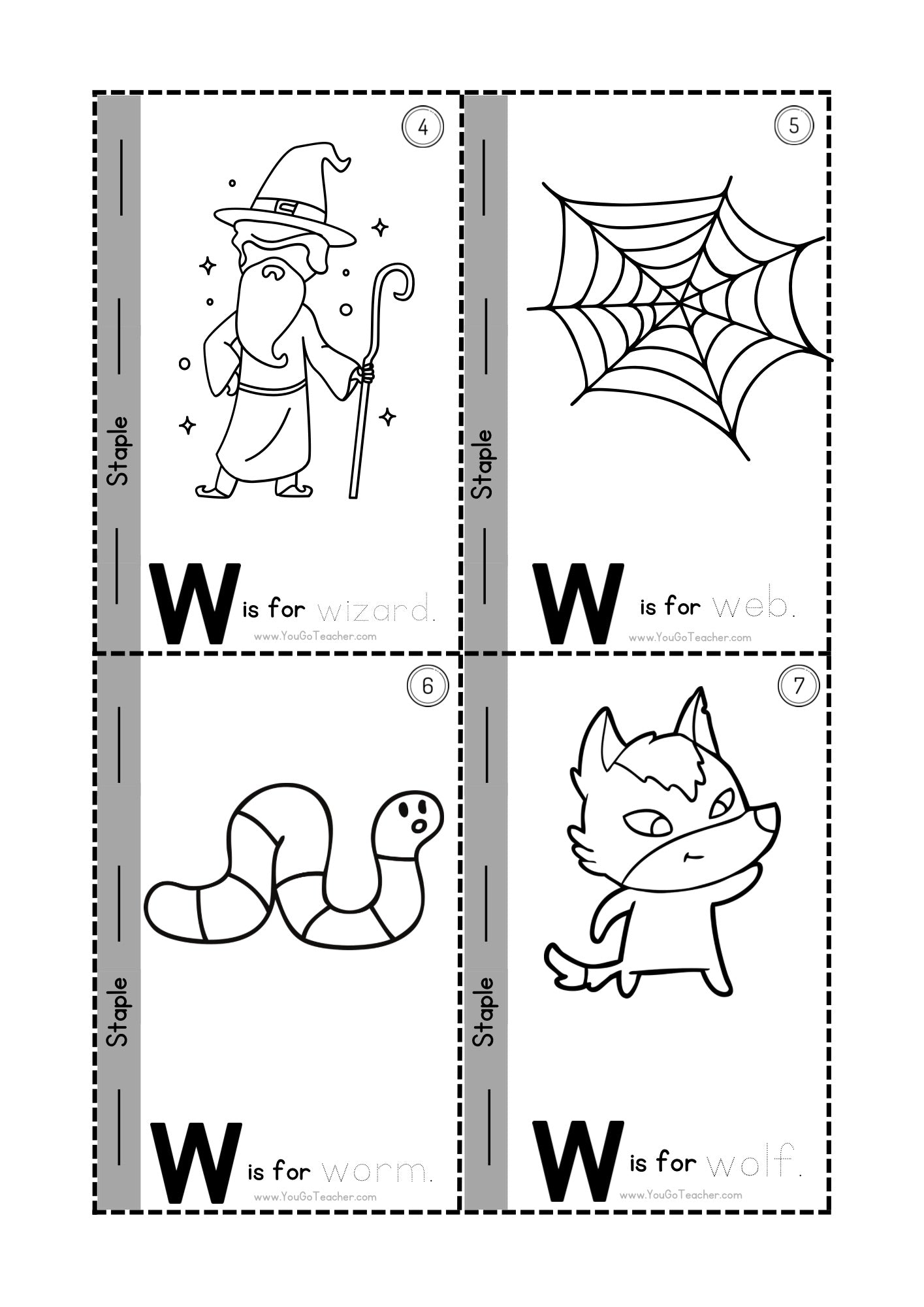 Phonics Worksheets Trace Letter ‘W’ Booklet