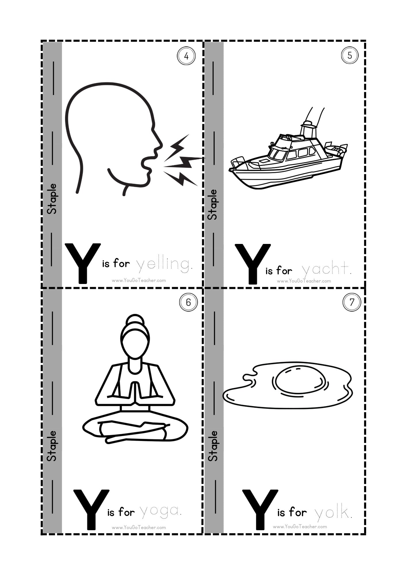Phonics Worksheets Trace Letter ‘Y’ Booklet