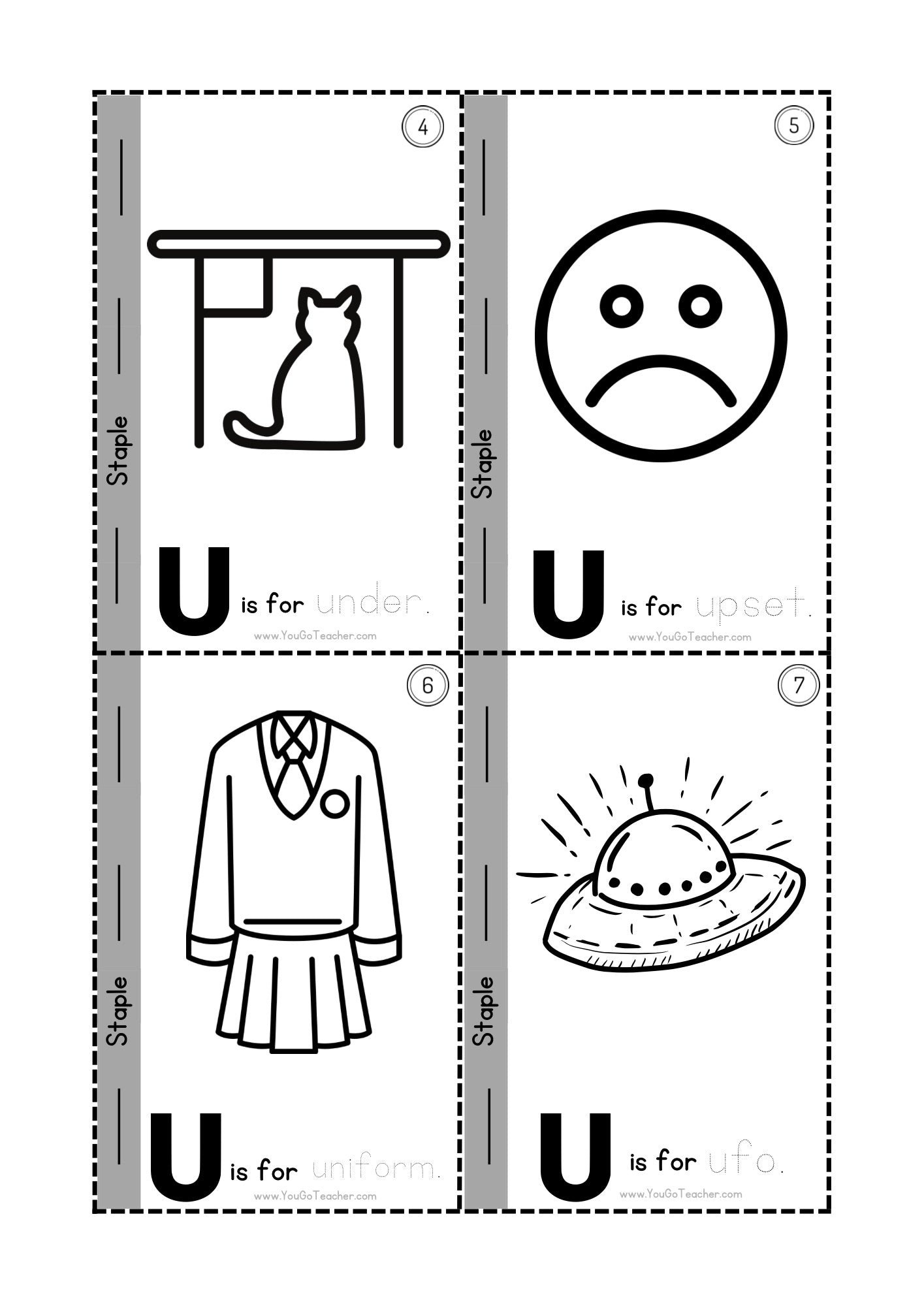 Phonics Worksheets Trace Letter ‘U’ Booklet