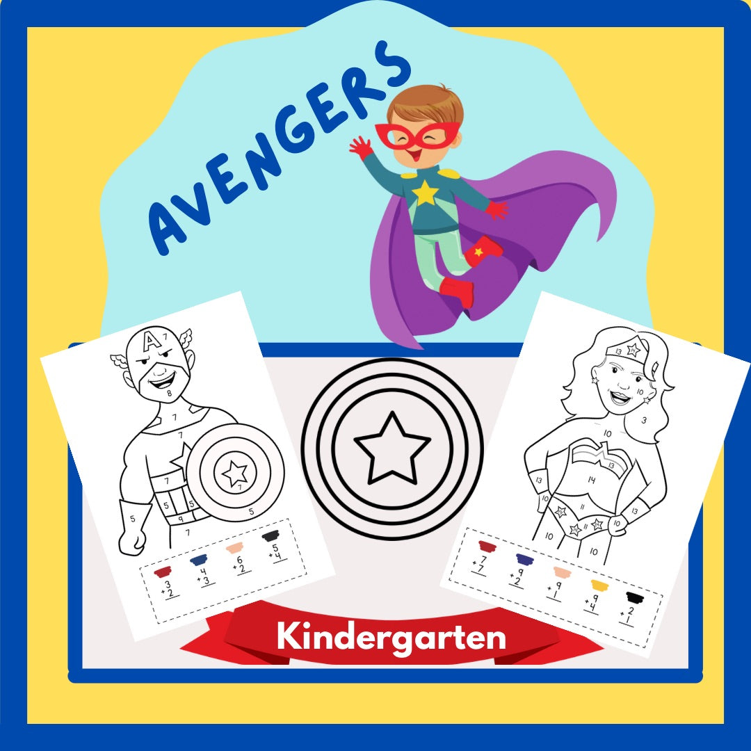 Color by Number: Avengers Addition Worksheet