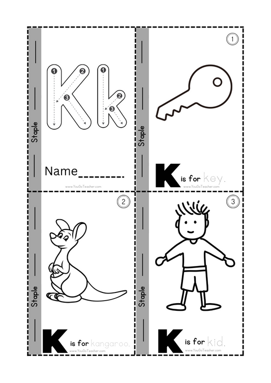 Phonics Worksheets: Trace Letter ‘K’ Booklet