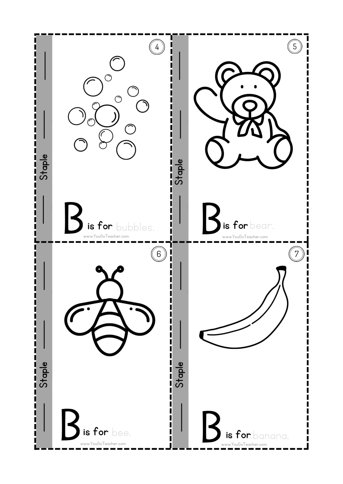 Phonics Worksheets: Trace Letter ‘B’ Booklet