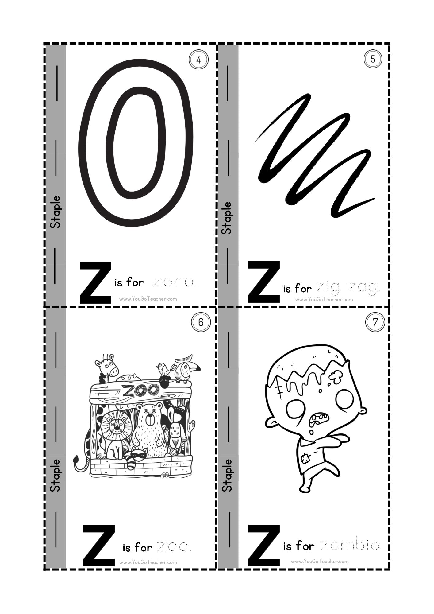Phonics Worksheets Trace Letter ‘Z’ Booklet