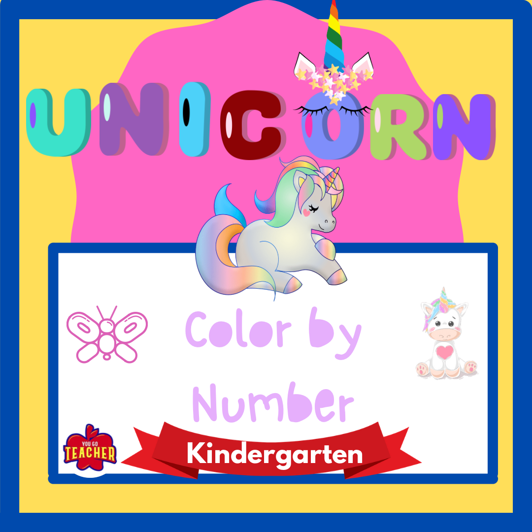 Unicorn Color by Number Worksheets for Preschool