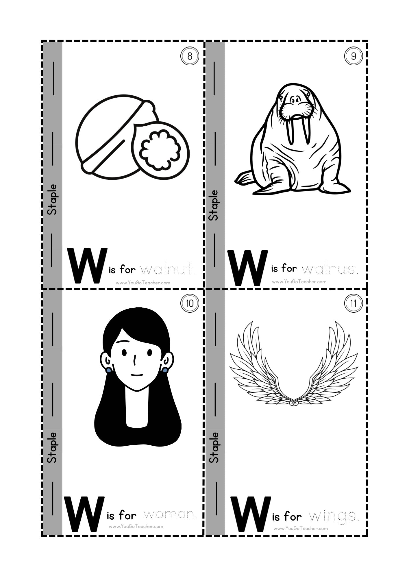 Phonics Worksheets Trace Letter ‘W’ Booklet