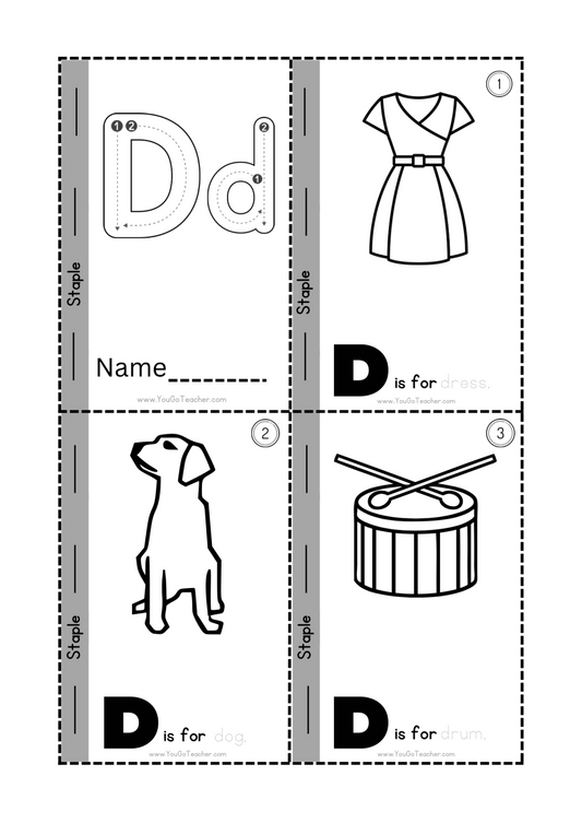 Phonics Worksheets: Trace Letter ‘D’ Booklet