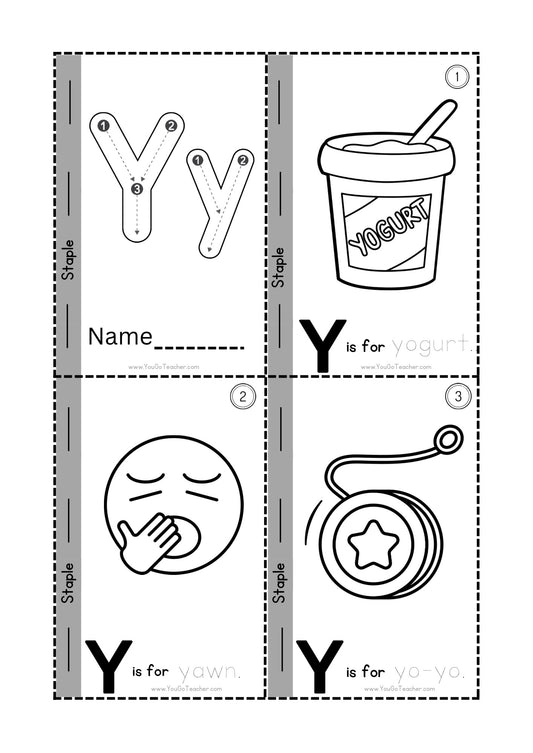 Phonics Worksheets Trace Letter ‘Y’ Booklet