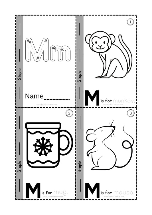 Phonics Worksheets: Trace Letter ‘M’ Booklet