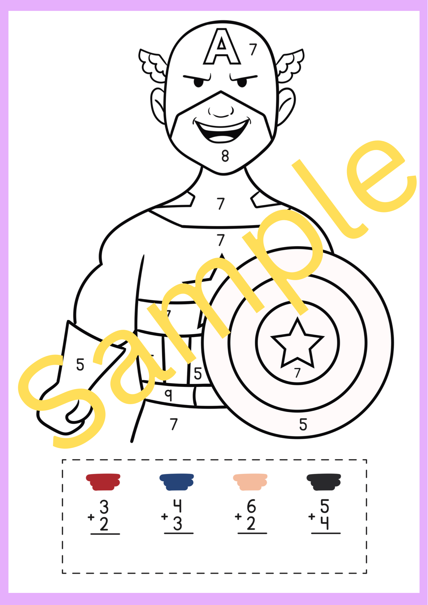 Color by Number: Avengers Addition Worksheet