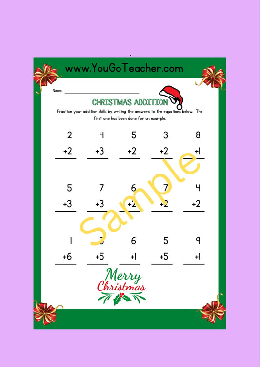 Seasonal Worksheets: Christmas Addition