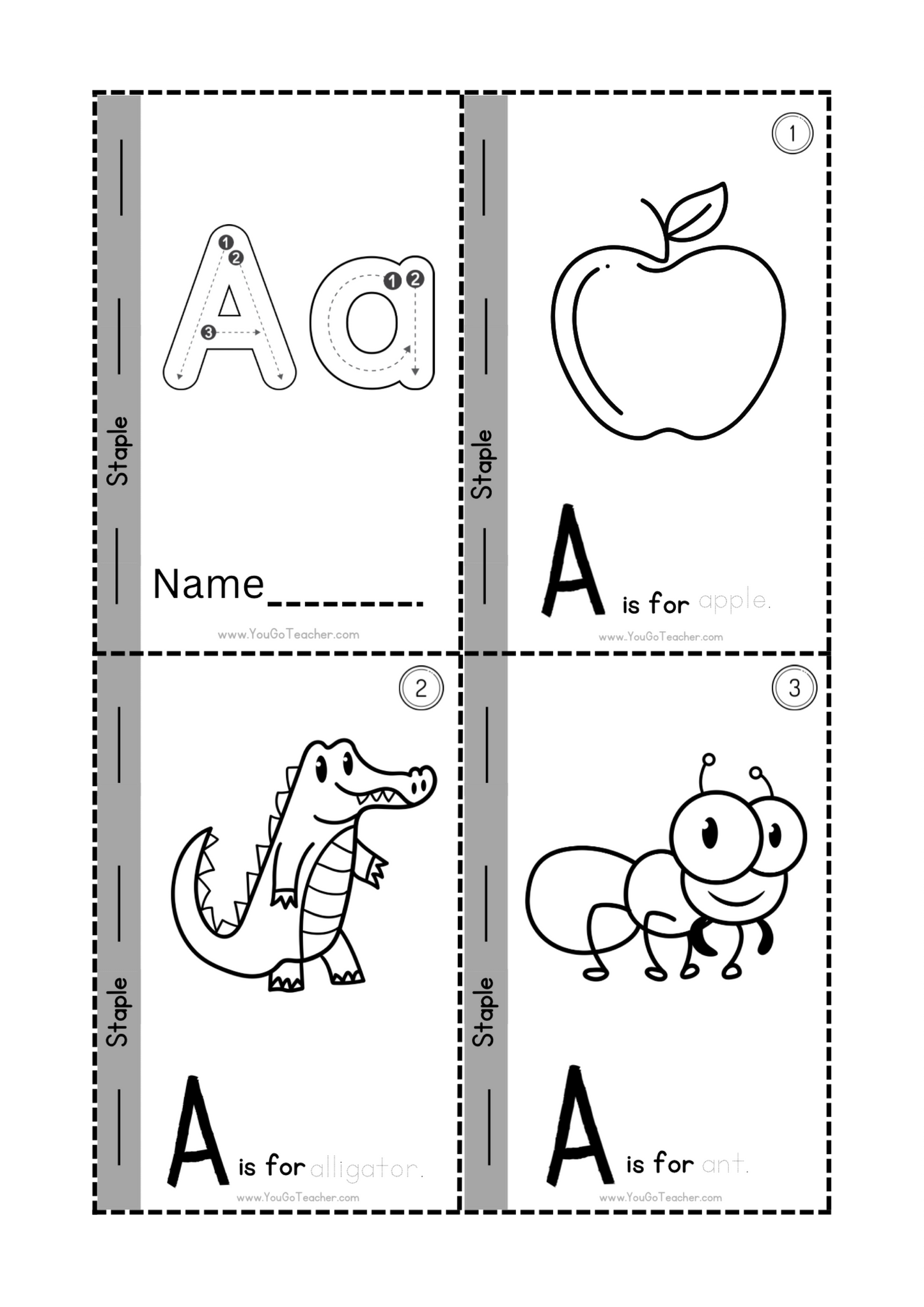 Phonics Worksheets: Trace Letter ‘A’ Booklet