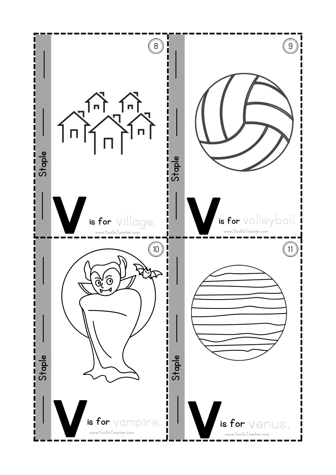 Phonics Worksheets Trace Letter ‘V’ Booklet