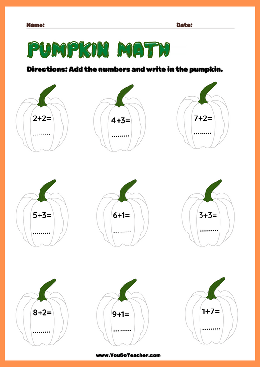 Seasonal Worksheets: Halloween: Pumpkin Math