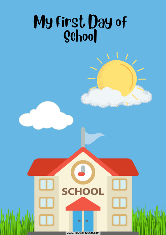 First Day at School Tracing and Coloring Pages