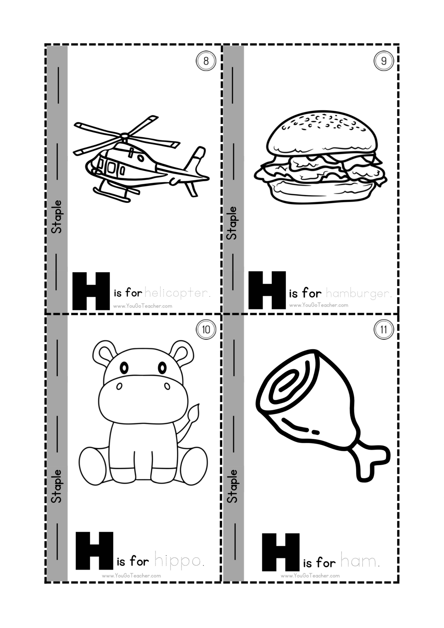 Phonics Worksheets: Trace Letter ‘H’ Booklet