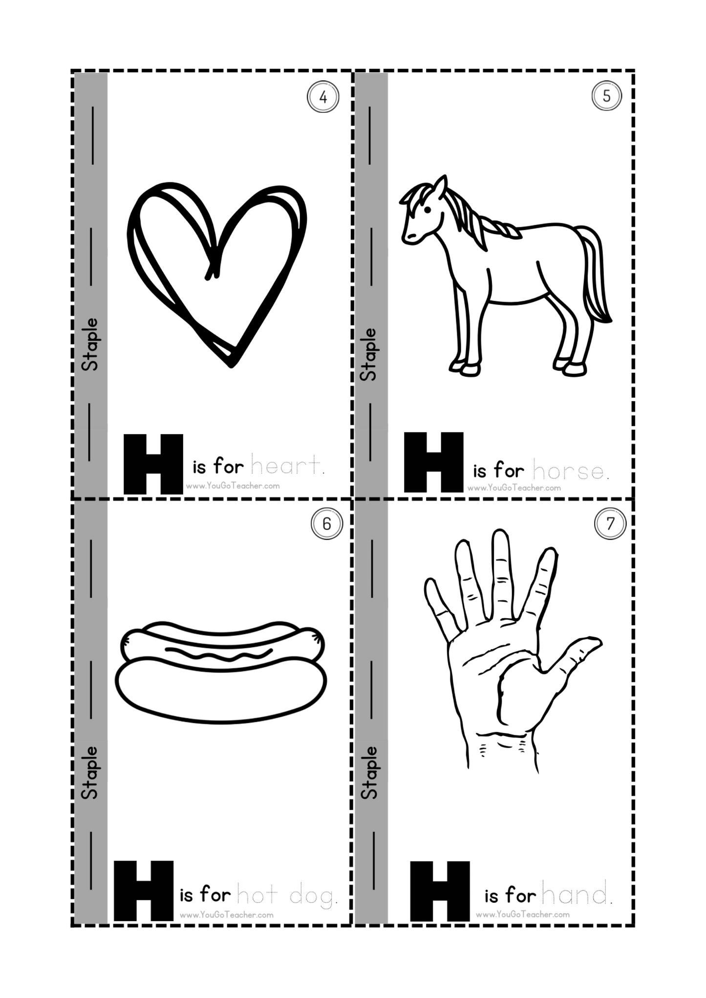 Phonics Worksheets: Trace Letter ‘H’ Booklet
