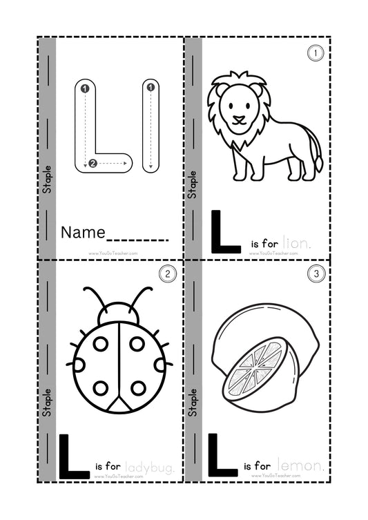 Phonics Worksheets: Trace Letter ‘L’ Booklet