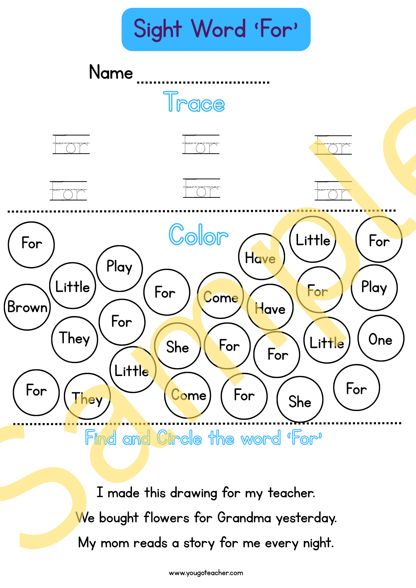 Phonics Worksheets: Kindergarten Sight Word Practice – 44 Printable Worksheets