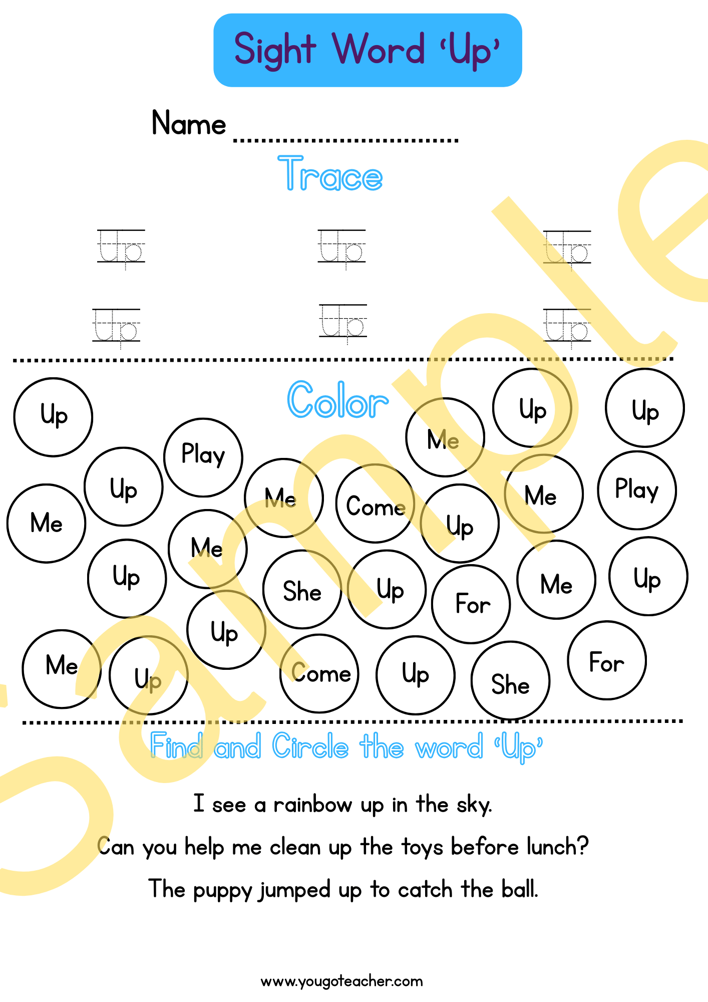Phonics Worksheets: Kindergarten Sight Word Practice – 44 Printable Worksheets