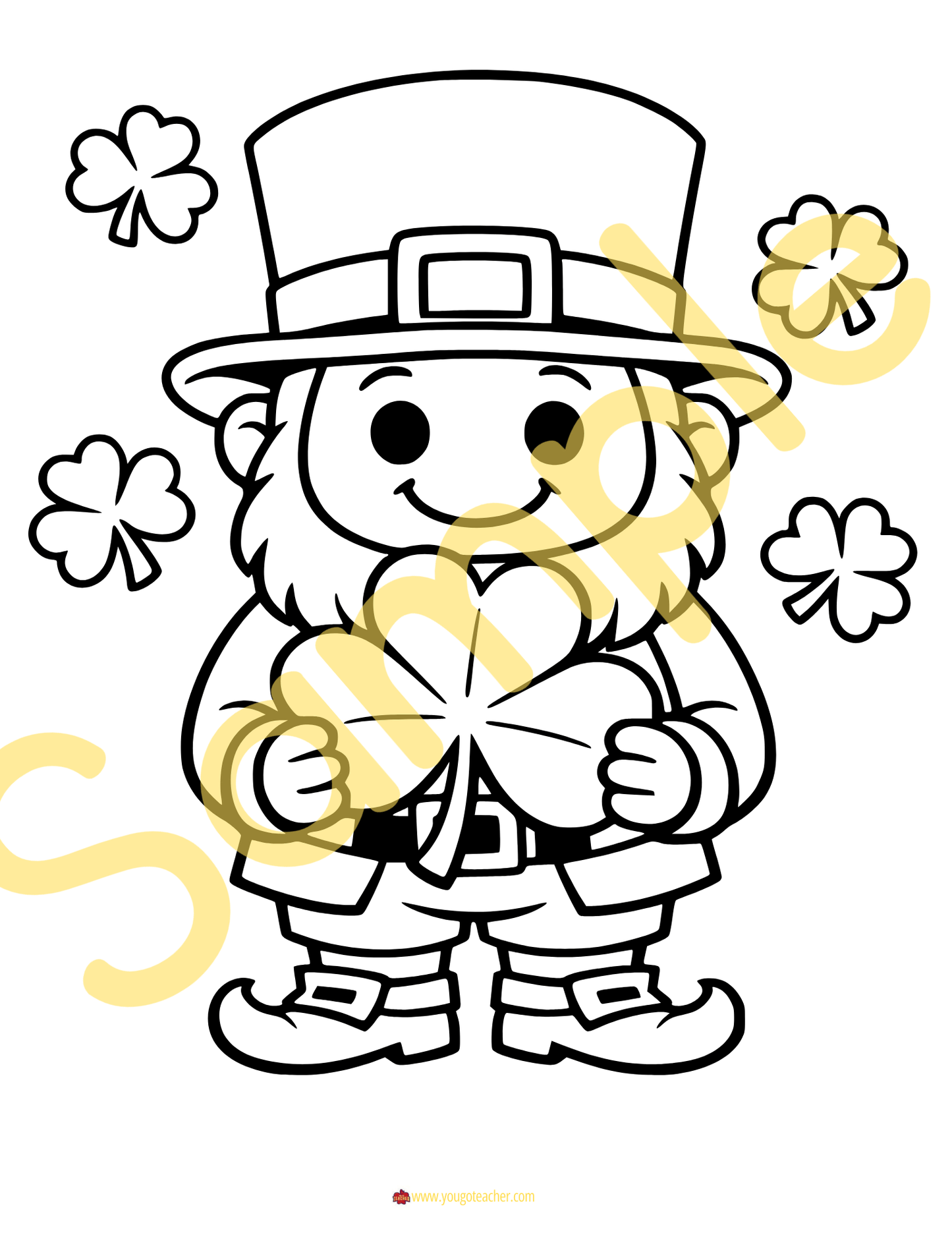 St. Patrick's Day Coloring Pages Bundle] Lucky Shamrocks, Pot of Gold & Leprechaun Hat Activities