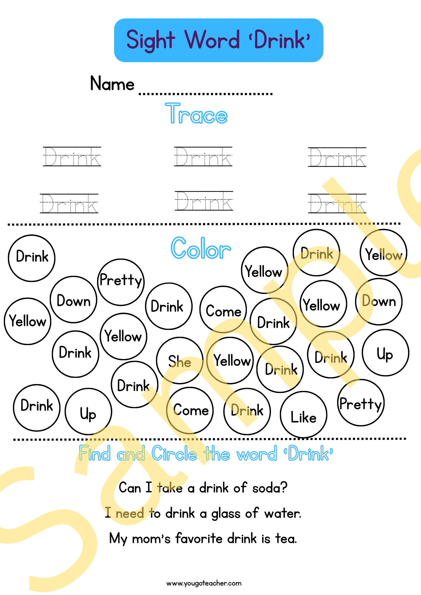 Phonics Worksheets: Kindergarten Sight Word Practice – 44 Printable Worksheets