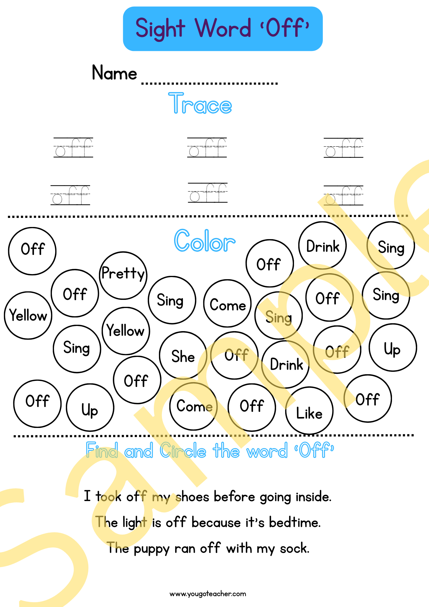 Phonics Worksheets: Kindergarten Sight Word Practice – 44 Printable Worksheets