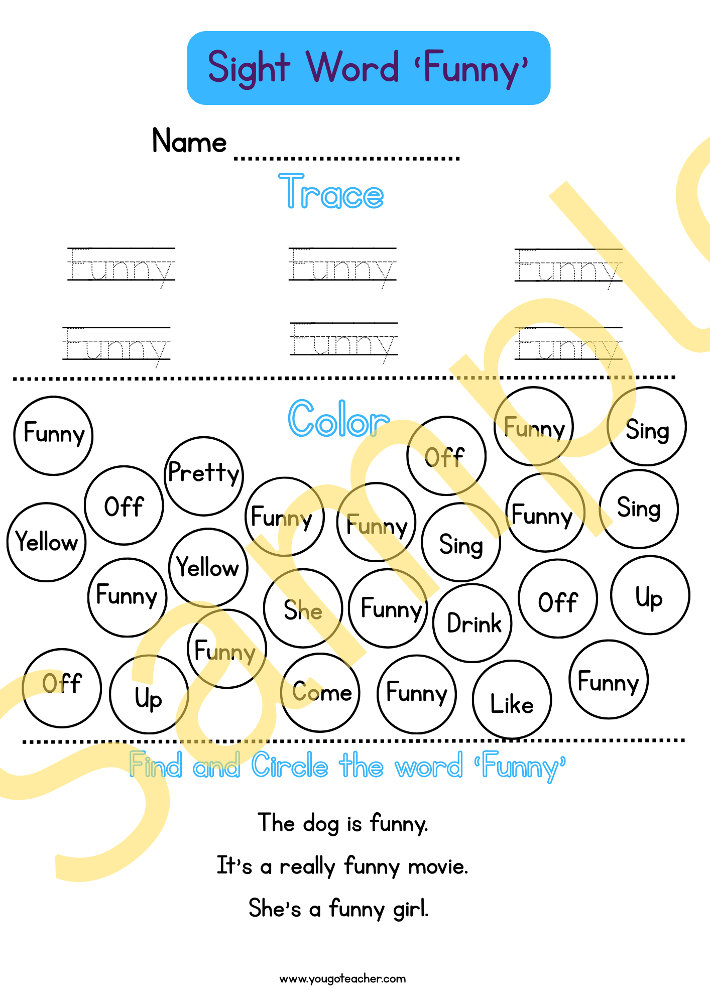 Phonics Worksheets: Kindergarten Sight Word Practice – 44 Printable Worksheets