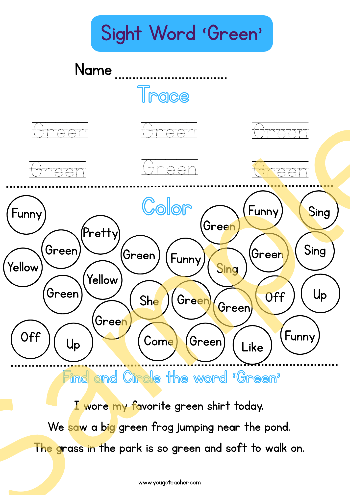 Phonics Worksheets: Kindergarten Sight Word Practice – 44 Printable Worksheets