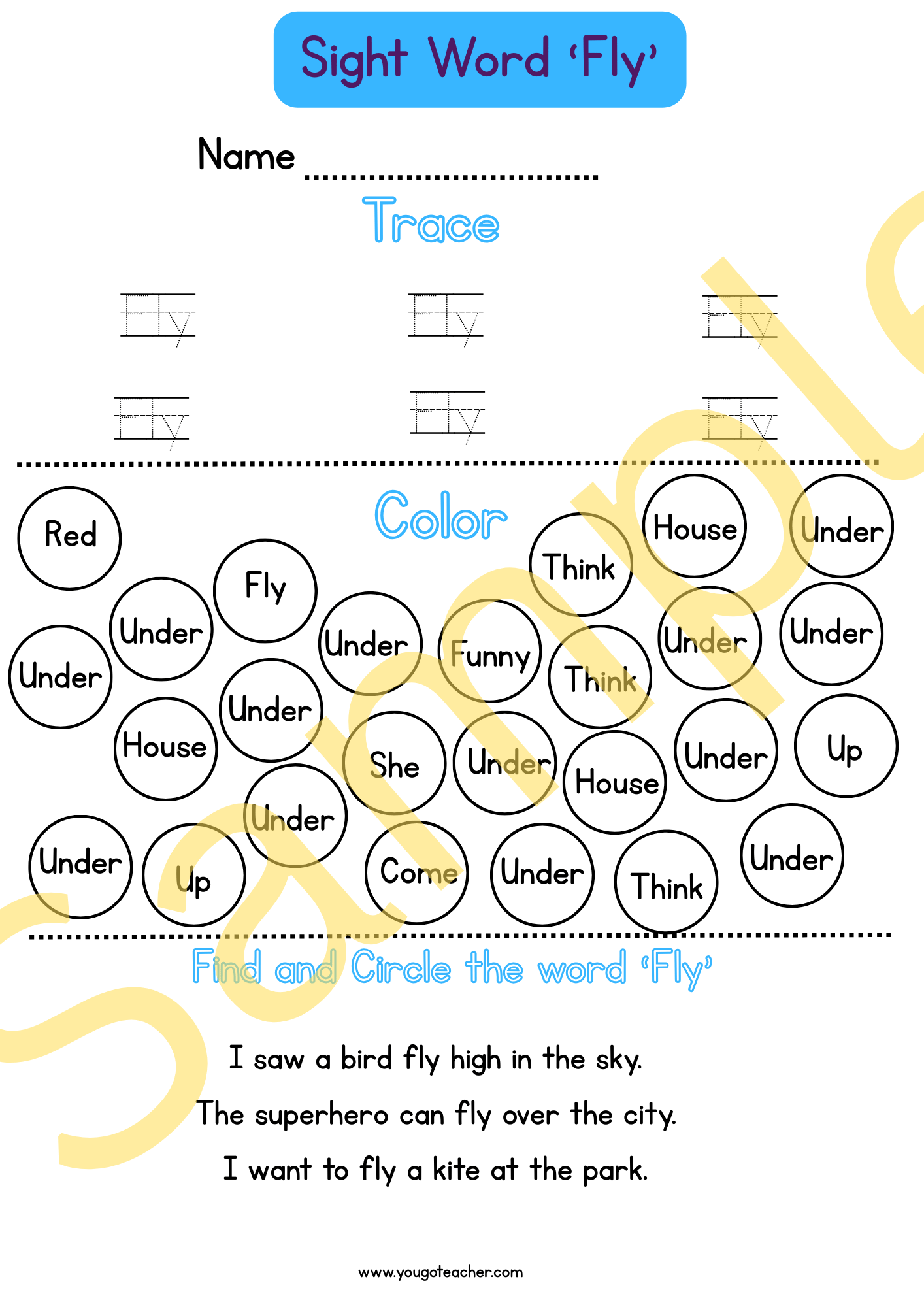 Phonics Worksheets: Kindergarten Sight Word Practice – 44 Printable Worksheets