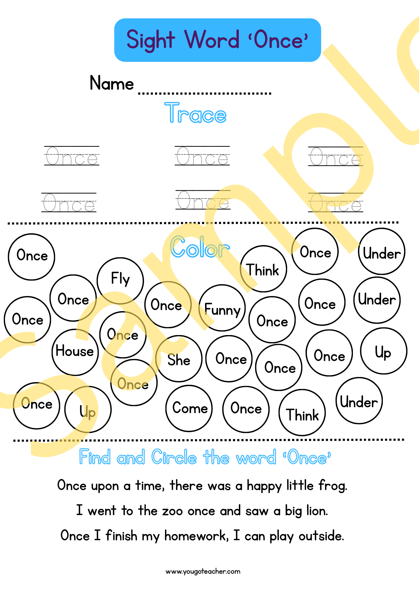 Phonics Worksheets: Kindergarten Sight Word Practice – 44 Printable Worksheets
