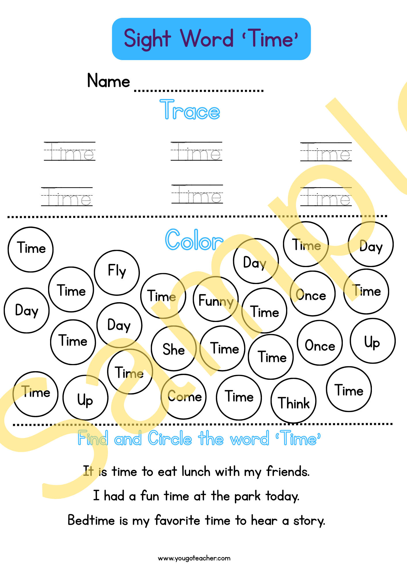 Phonics Worksheets: Kindergarten Sight Word Practice – 44 Printable Worksheets