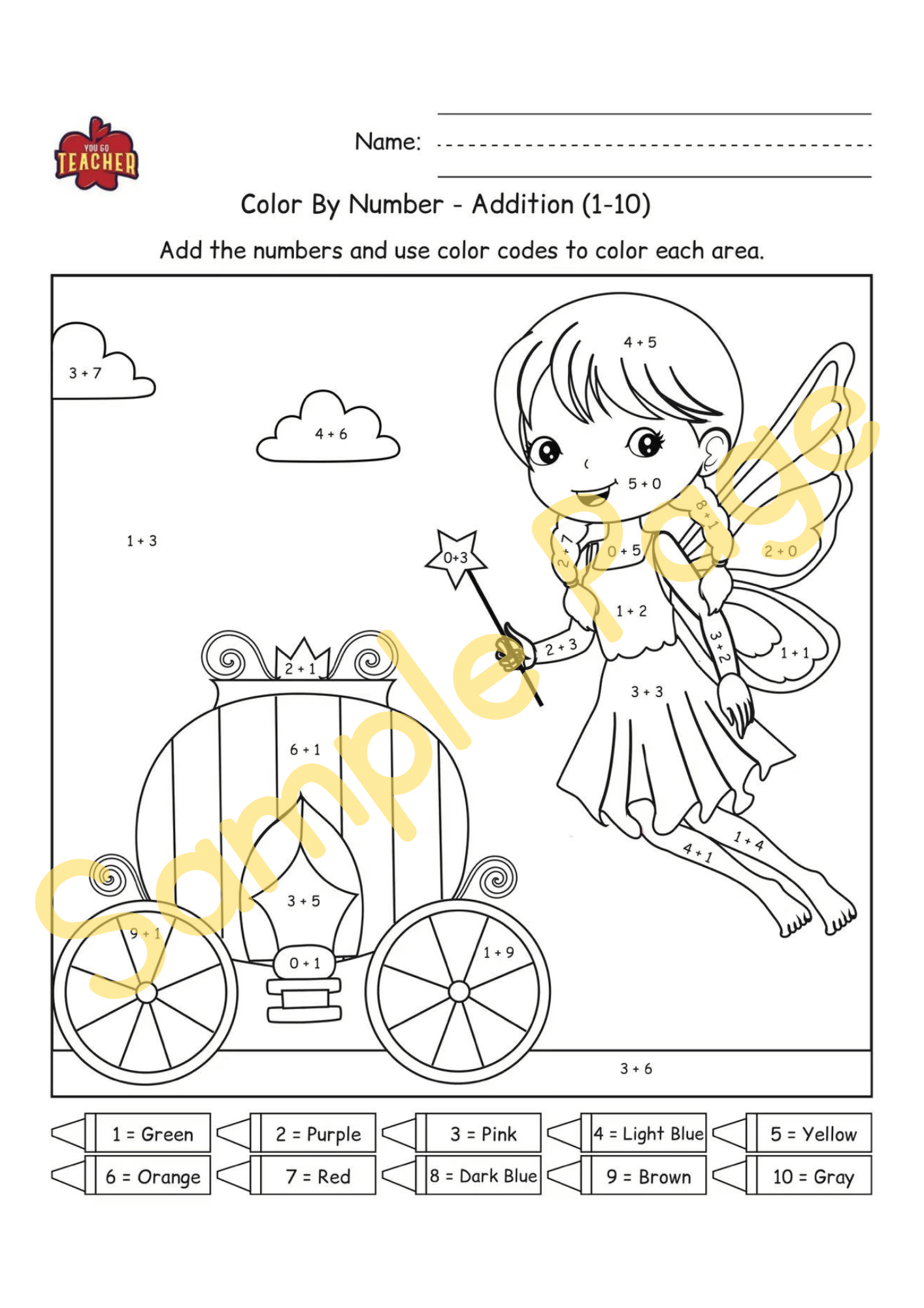 Math| Color by Number-Princesses Addition Resource [6 pages] Answer Sheet Included