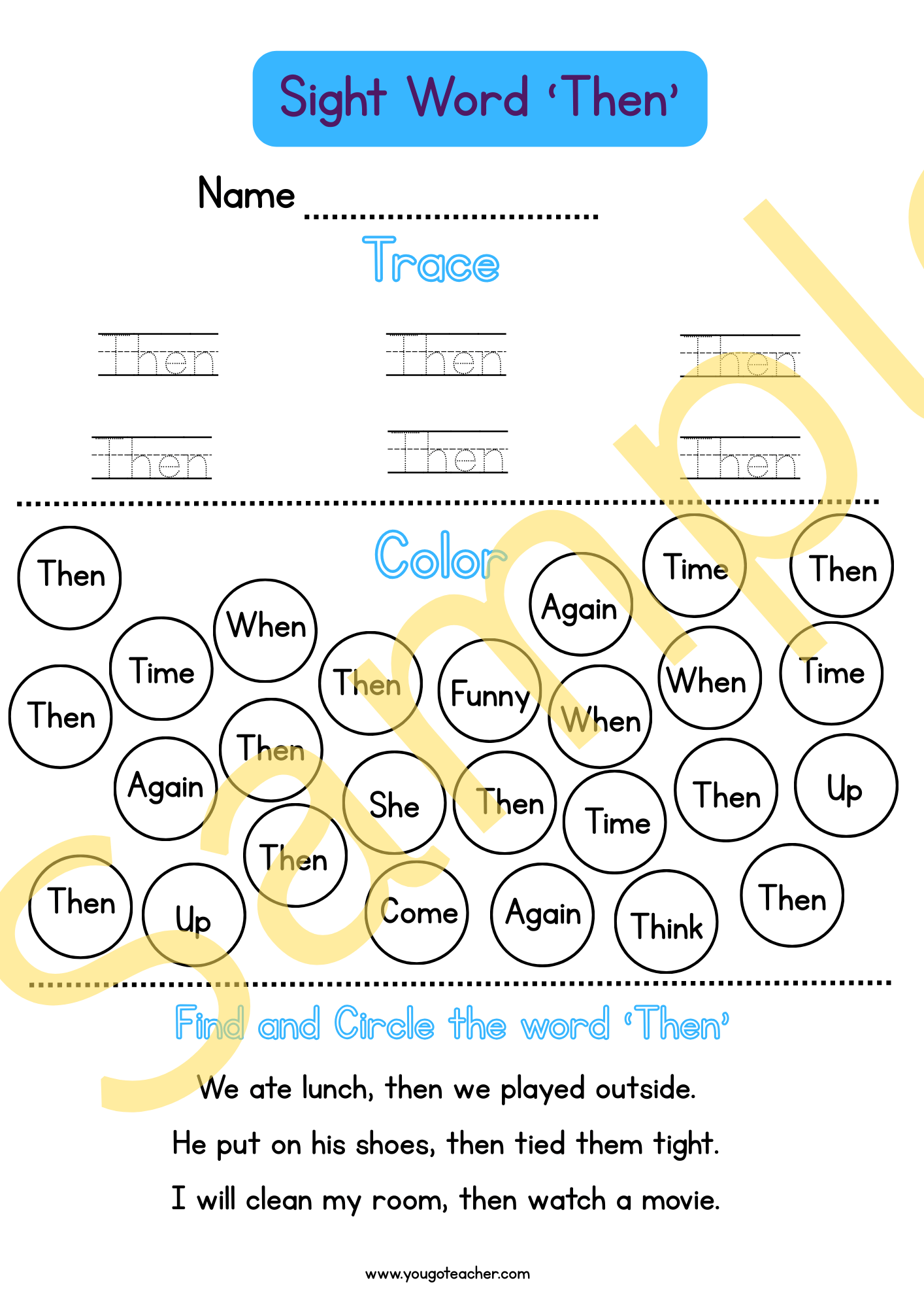 Phonics Worksheets: Kindergarten Sight Word Practice – 44 Printable Worksheets