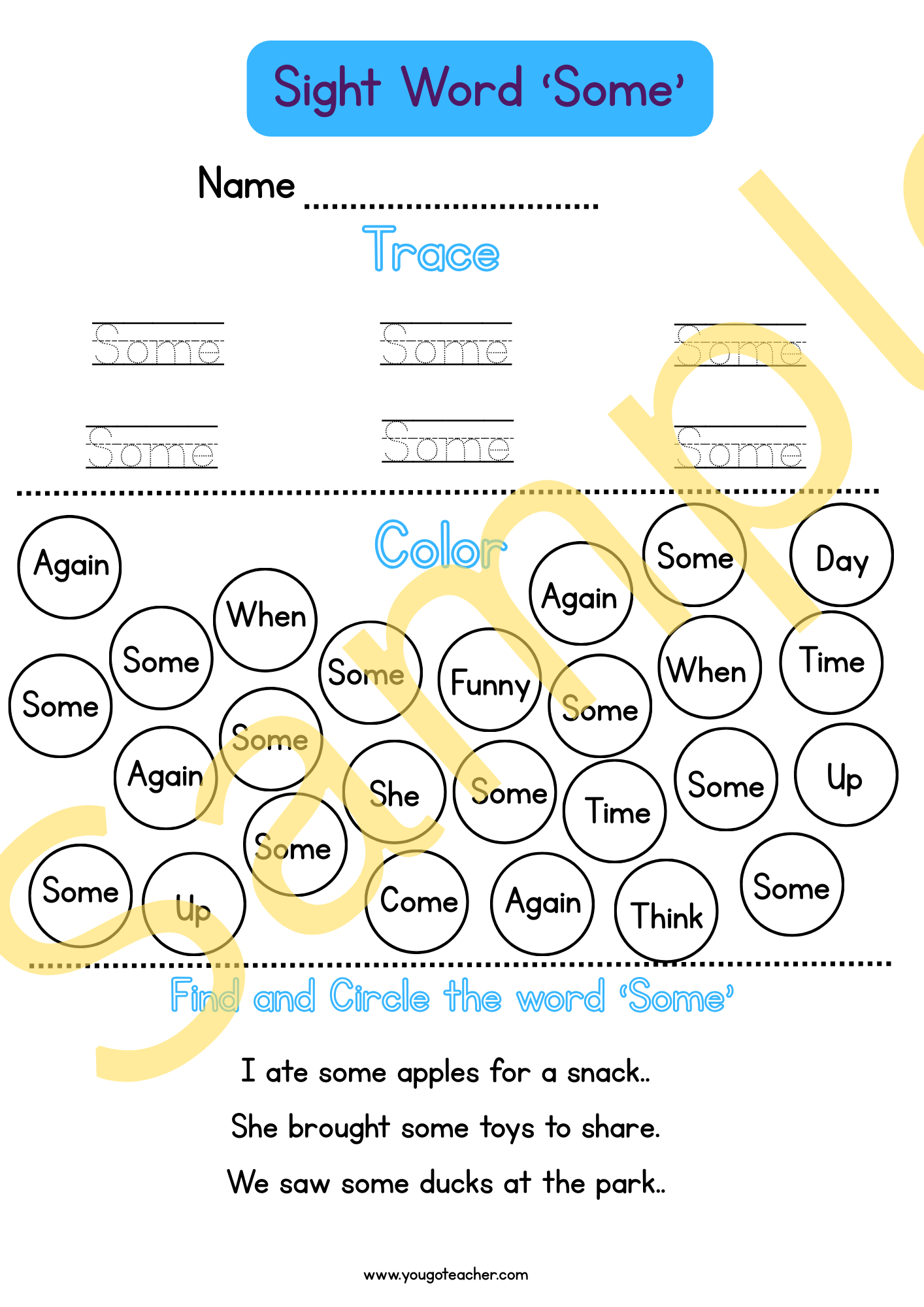 Phonics Worksheets: Kindergarten Sight Word Practice – 44 Printable Worksheets