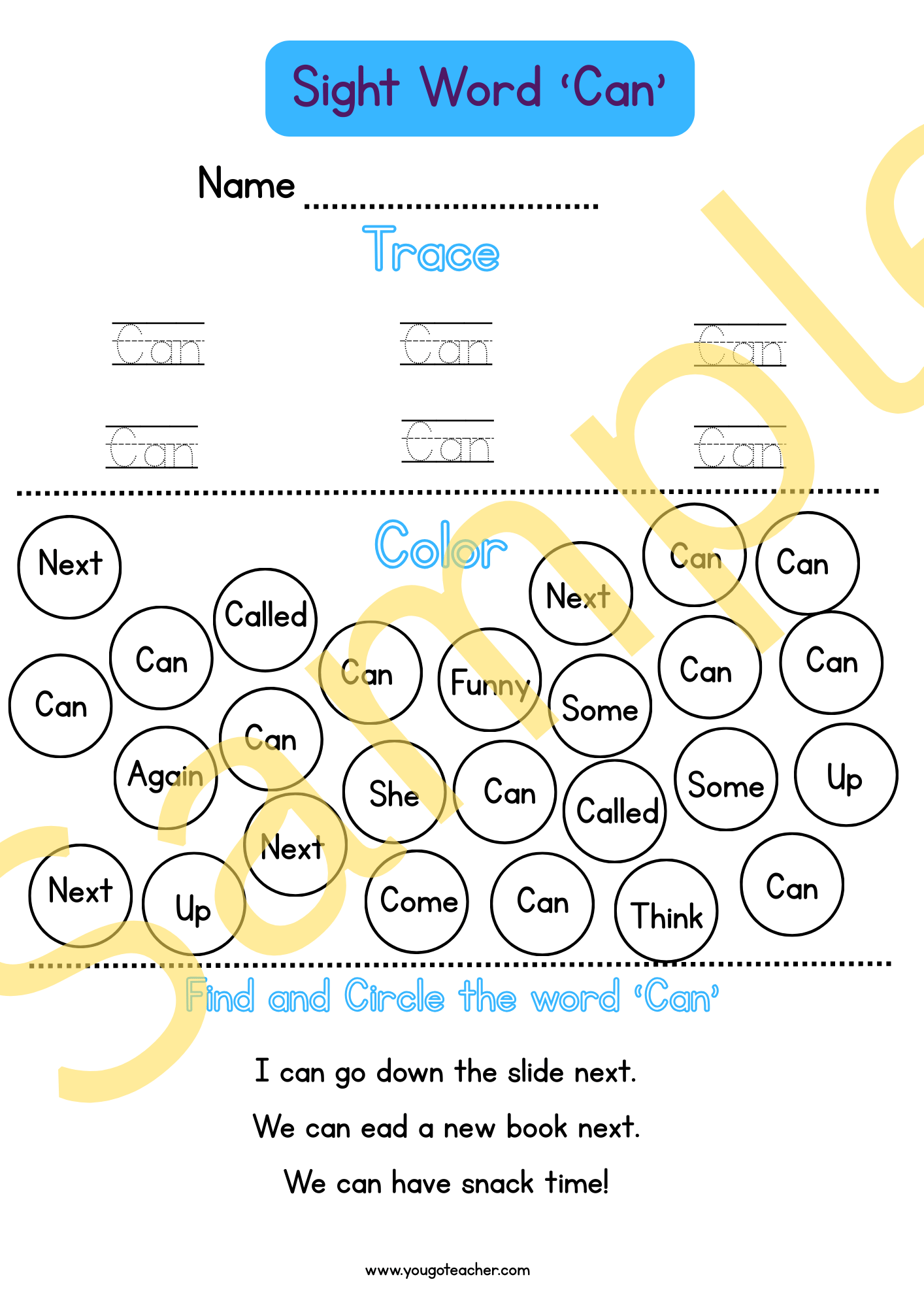 Phonics Worksheets: Kindergarten Sight Word Practice – 44 Printable Worksheets