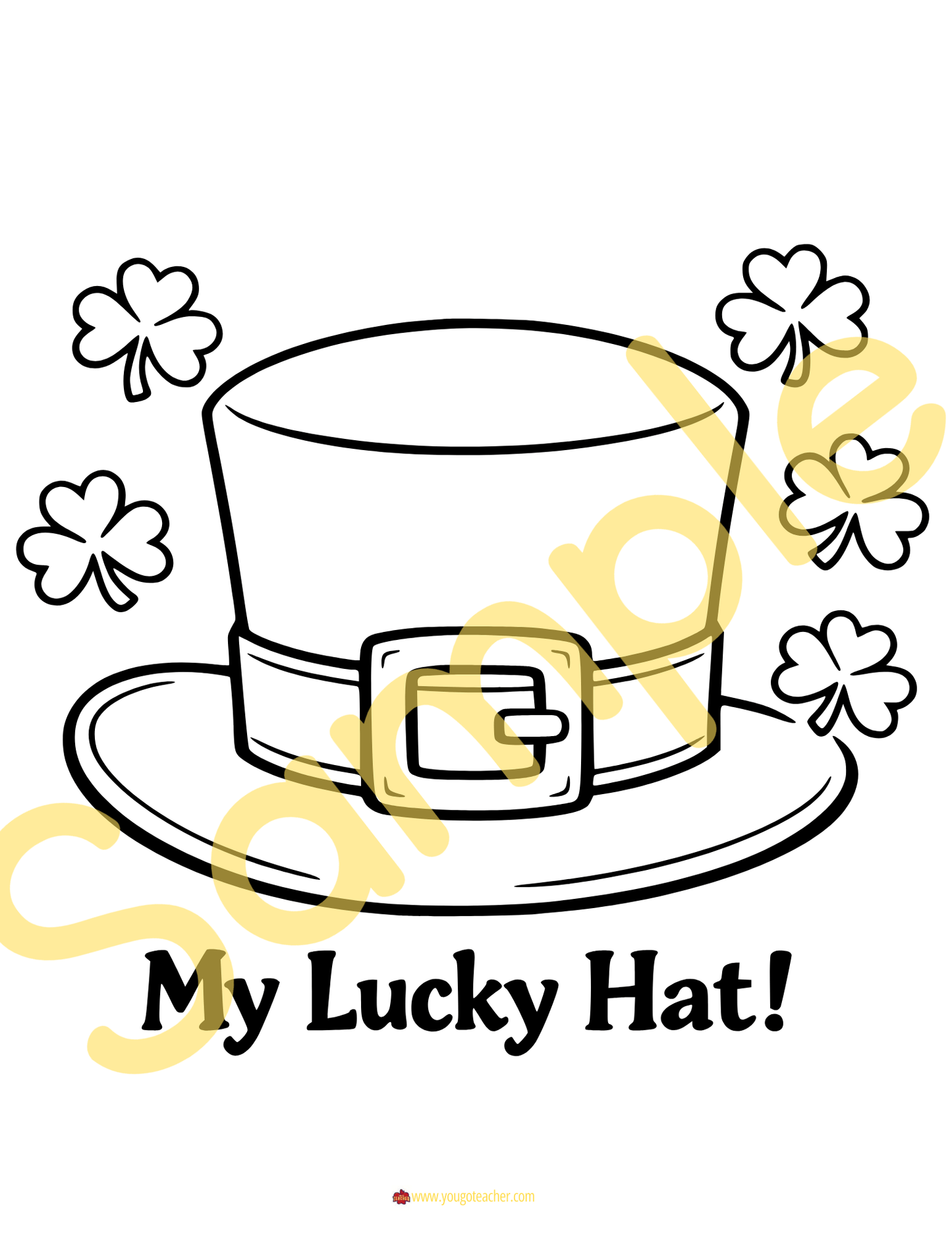 St. Patrick's Day Coloring Pages Bundle] Lucky Shamrocks, Pot of Gold & Leprechaun Hat Activities