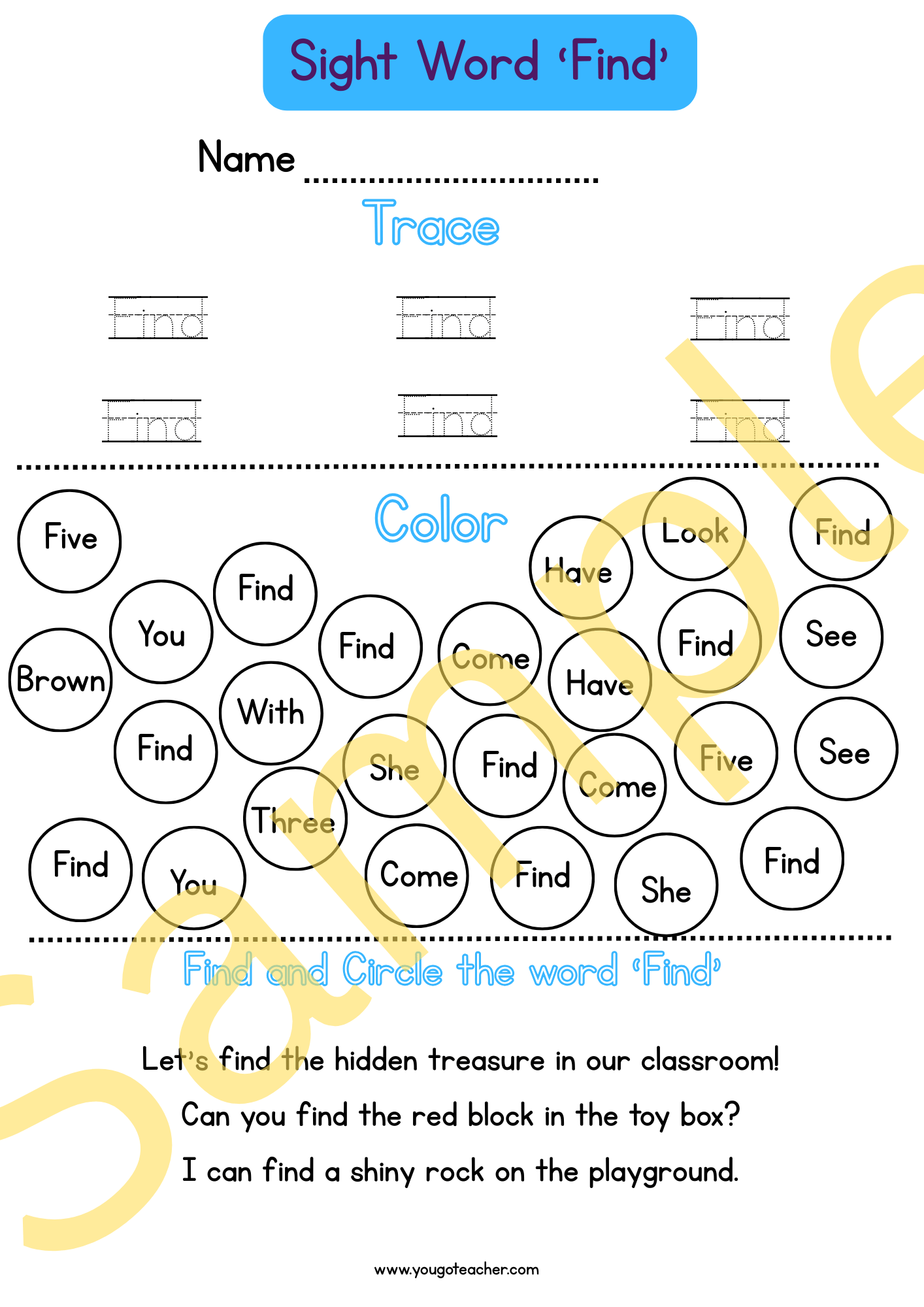 Phonics Worksheets: Kindergarten Sight Word Practice – 44 Printable Worksheets