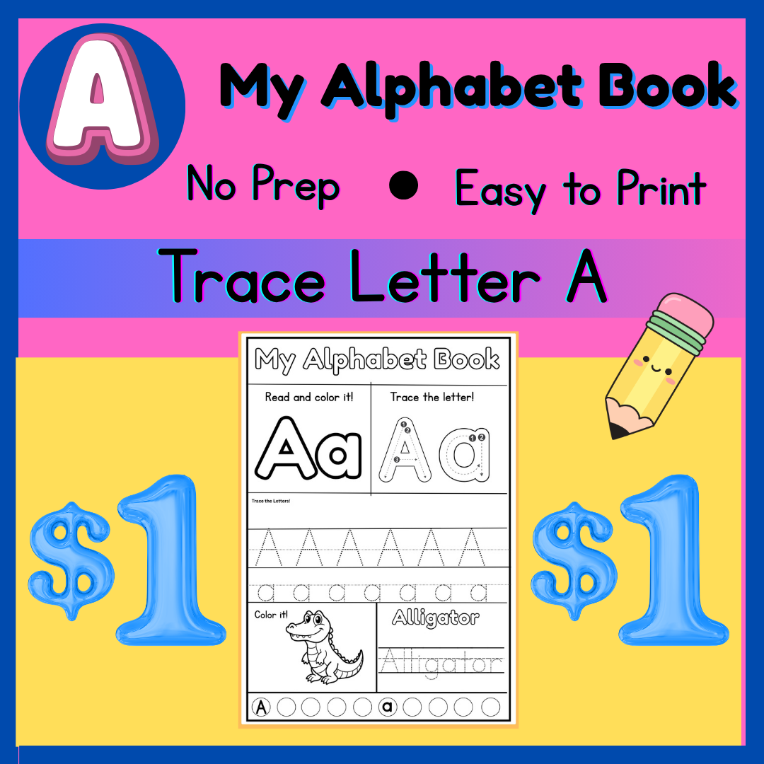 Letter A Alphabet Book | Trace Letter A & Beginning Sounds|Phonics