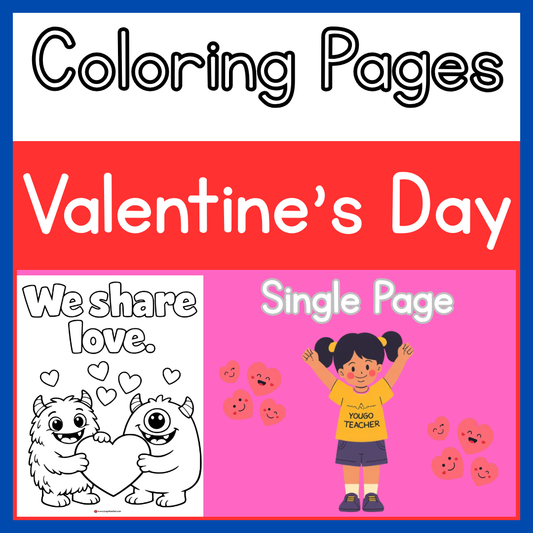 💕 Valentine’s Day Coloring Page – “We Share Love” Cute Monster Printable