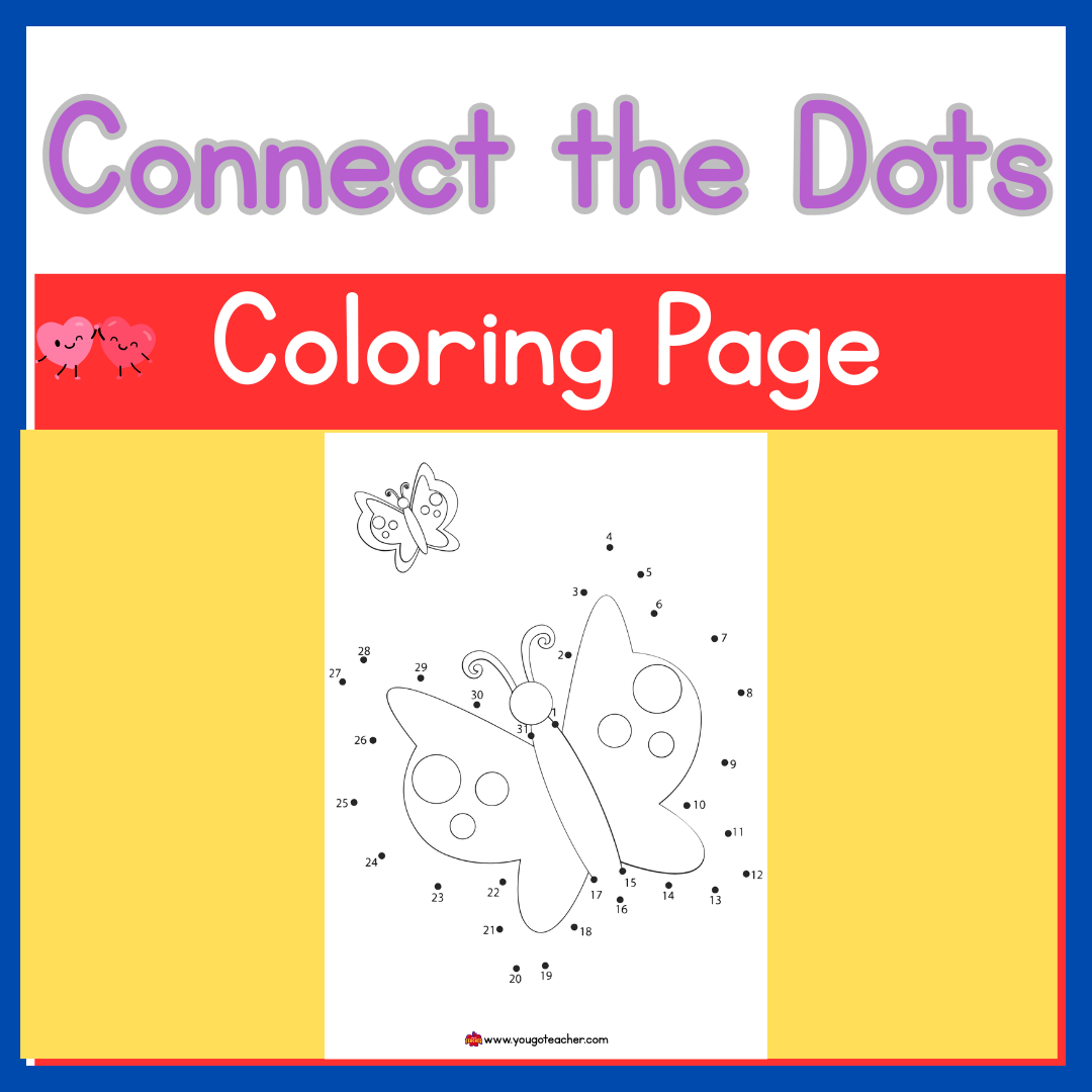 Freebies: Butterfly Connect the Dots Coloring Page| Numbers 1-31 Printable Worksheet| Math