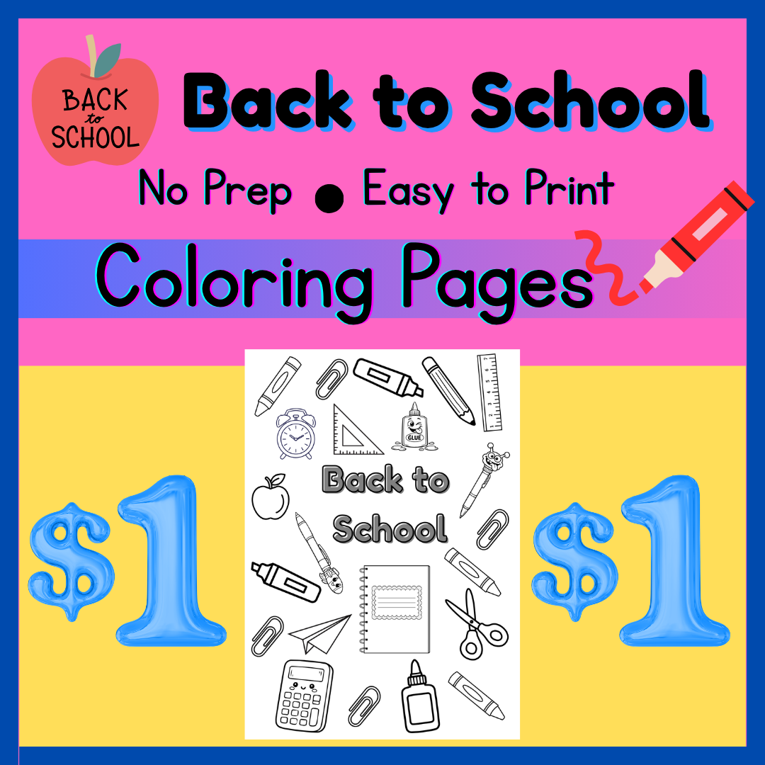 Back to School Coloring Page | First Day of School Activity
