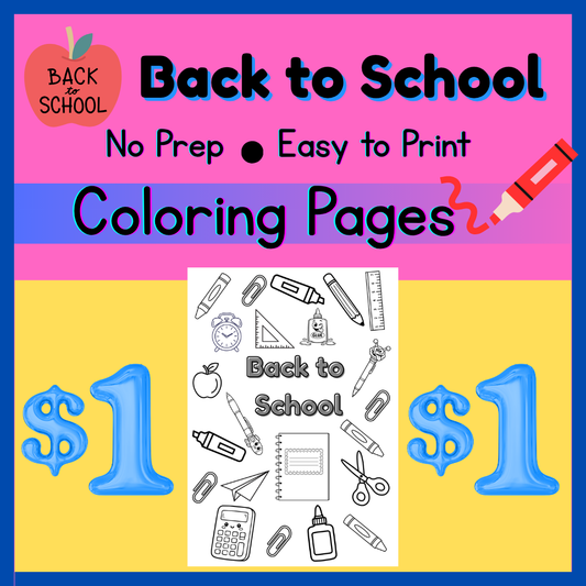 Back to School Coloring Page | First Day of School Activity